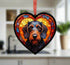 Dachshund Wirehaired Stained Glass Effect Heart Suncatcher